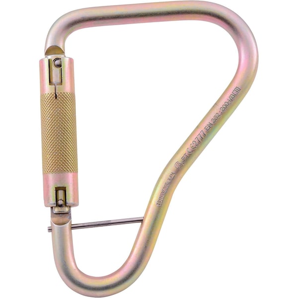 Carabiner, 2-1/4 in Gate Opening, Plated Alloy Steel, Gold
